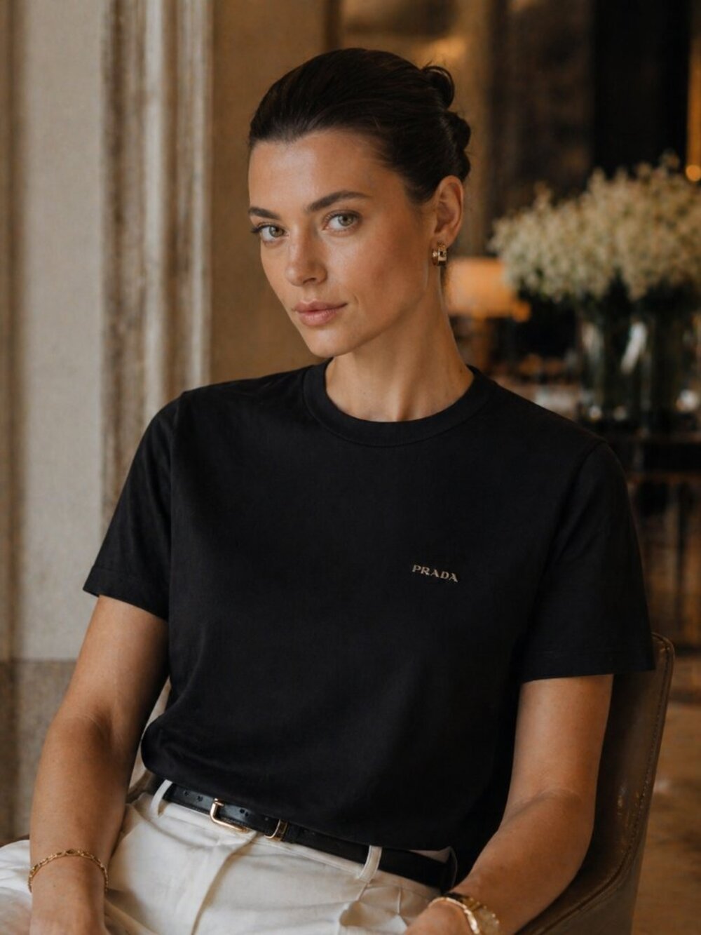 Prada Black Short Sleeve Logo Crew T-Shirt